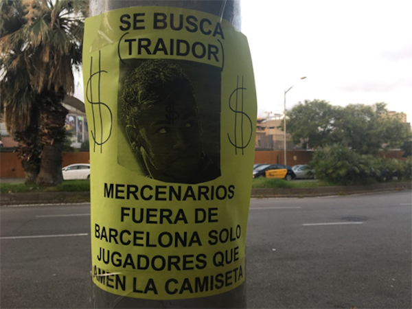 CĐV Barca nổi giận, gọi Neymar là kẻ phản bội