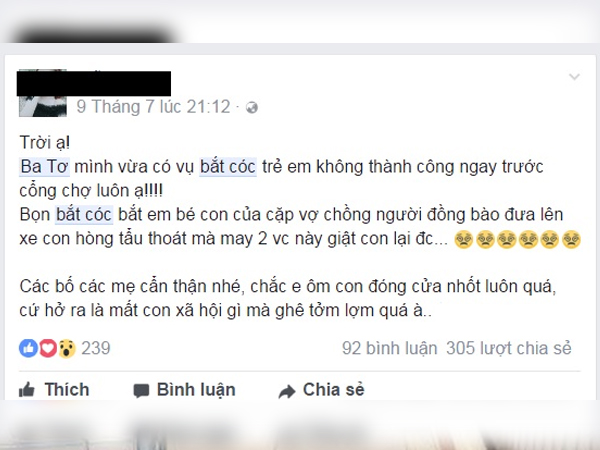 Quảng Ngãi: Bác bỏ tin đồn 2 vụ bắt cóc trẻ em
