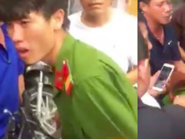 Nam thanh niên mặc sắc phục bị dân vây bắt, tát giữa phố Hà Nội là công an nghĩa vụ