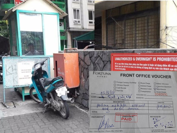 Gửi xe máy qua đêm, bị khách sạn thu 1 triệu đồng