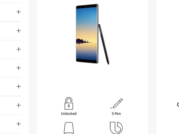 Galaxy Note 8 bất ngờ xuất hiện trên website của Samsung