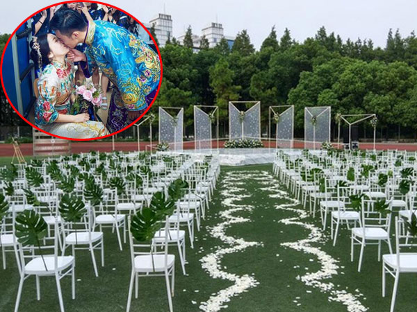 Cặp đôi bạn học gây "náo loạn" trường đại học cũ với màn rước dâu từ ký túc xá