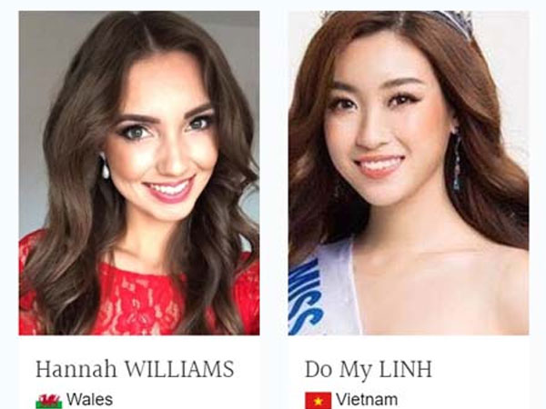 Hoa hậu Đỗ Mỹ Linh đã xuất hiện trên trang chủ Miss World 2017