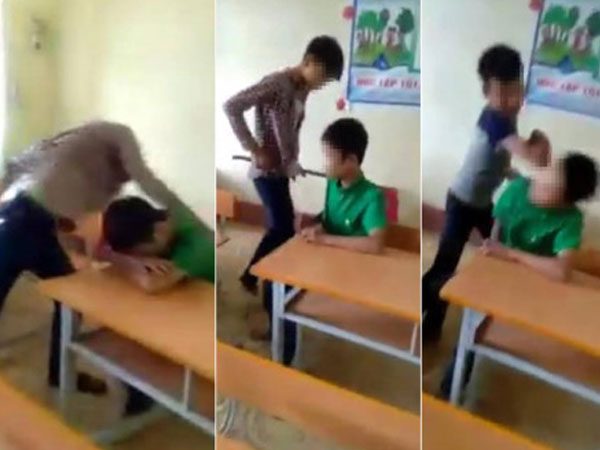 Clip nam sinh bị đấm, đá túi bụi ngay trong lớp học gây phẫn nộ
