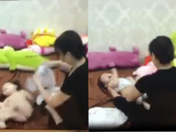 Hà Nội: Đi vắng cả ngày về xem lại camera mẹ chết lặng phát hiện giúp việc quăng quật con thế này