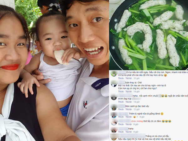 Đừng tưởng chồng chăm vào bếp là hay, cô vợ này bao năm dở khóc dở cười với tác phẩm "nổi lềnh phềnh" chồng nấu