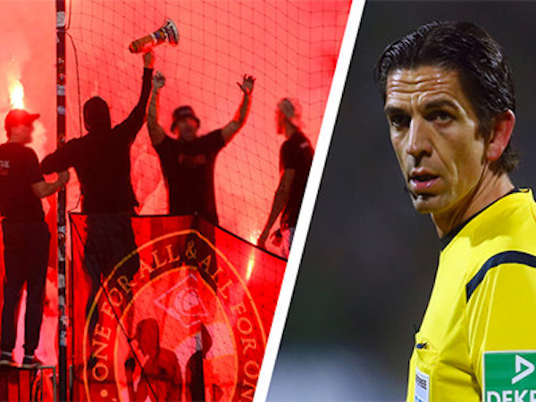 CĐV bắn pháo sáng vào trọng tài ở Champions League
