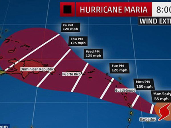 Ảnh: Bão Maria tái hiện dấu chân “quái vật” Irma trên Đại Tây Dương