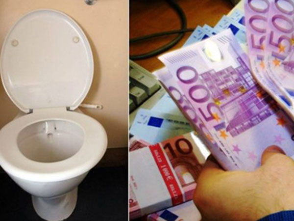 Hàng chục nghìn euro xả trôi xuống bồn cầu ở Thụy Sĩ