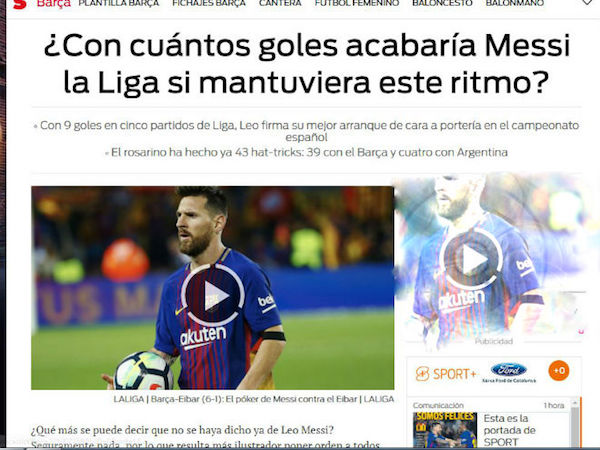 Messi 9 bàn/5 trận: Báo chí thế giới choáng váng, gọi là "vị Thần" ở Barca