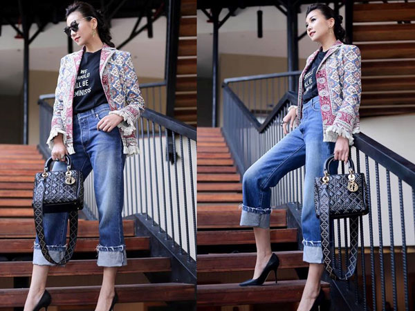 Kết hợp trang phục cùng quần jeans như Thanh Hằng, Hoàng Thuỳ Linh