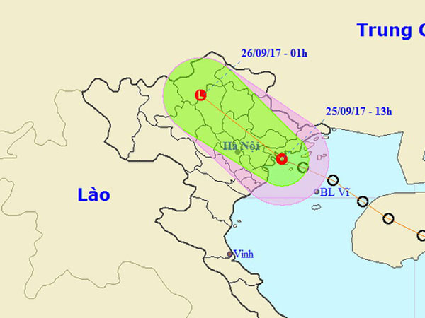 Áp thấp đã vào đất liền, nhiều nơi mưa như trút