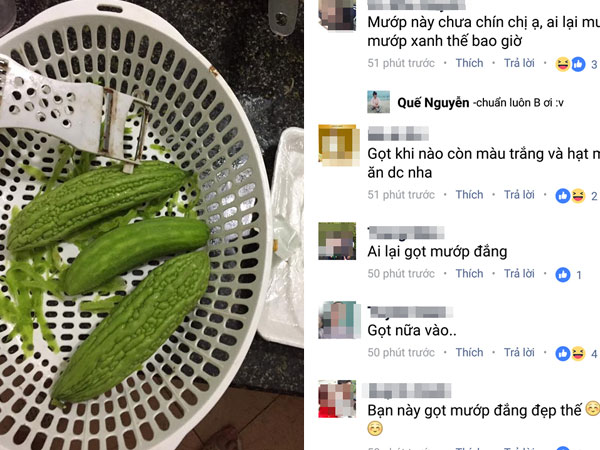 "Siêu phẩm" mướp đắng gọt nhẵn thín của gái đảm khiến chị em cười lăn lộn
