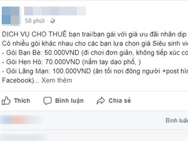Dịch vụ thuê người yêu giá rẻ đi chơi Trung thu "nóng" mạng xã hội