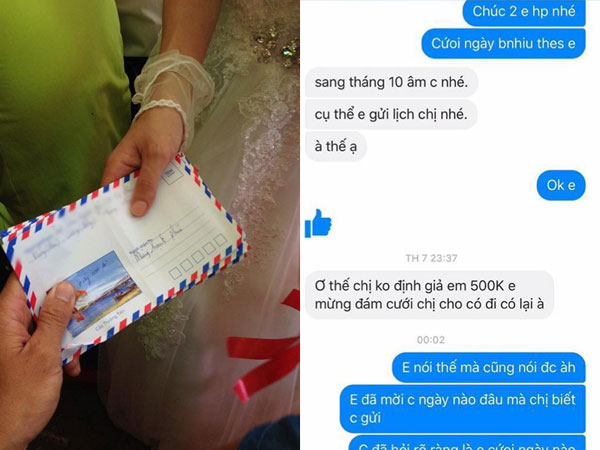 Nóng trên mạng: Khách không đi đám cưới, cô dâu nhắn tin đòi chuyển tiền mừng