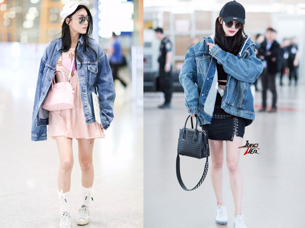 Sao Hoa ngữ xuống phố chất lừ với áo khoác denim