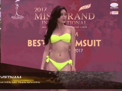 Huyền My xinh đẹp, dáng chuẩn ở phần thi áo tắm Hoa hậu Hòa bình