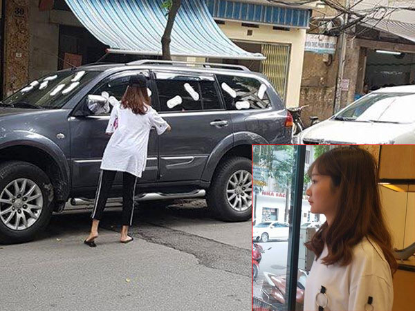 Cô gái dán băng vệ sinh lên xe ô tô: "Tôi không sai, chủ xe mới vô ý thức"