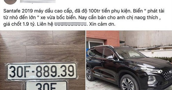 Bốc được biển ‘phát tài’, chủ Hyundai Santa Fe chào bán xe giá 1,9 tỷ đồng