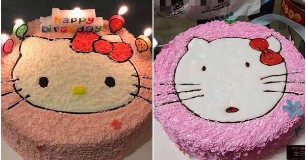 Đặt bánh Hello Kitty siêu đáng yêu, cô nàng khóc ròng khi mở ra trông thấy cô mèo 'ngáo ngơ' như vừa đi bar về